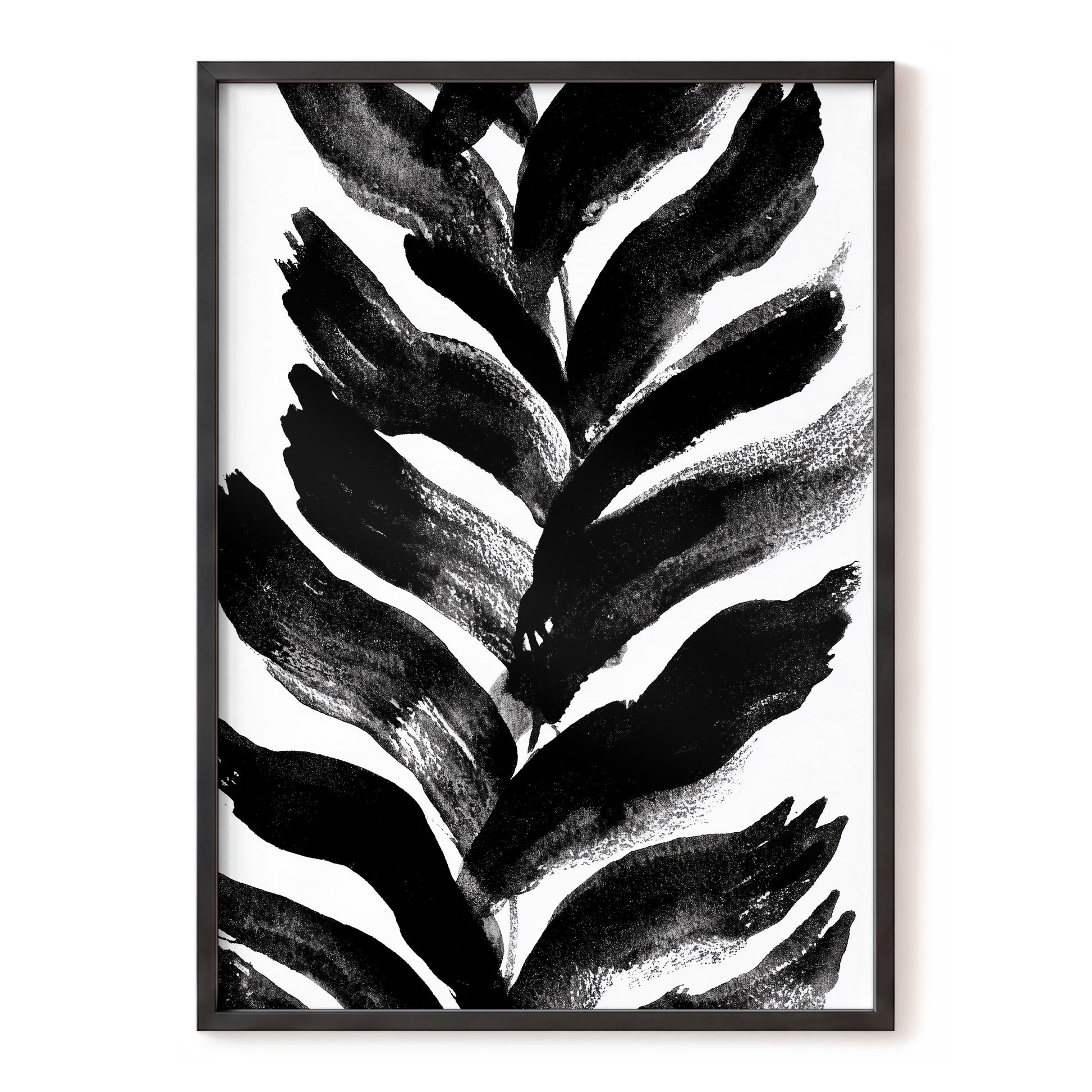 Shadowleaf Rhythm, black, white, gray nature wall art, front artwork view