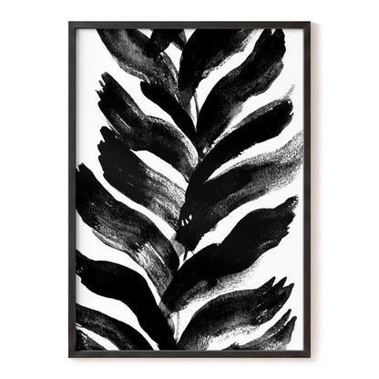 Shadowleaf Rhythm, black, white, gray nature wall art, front artwork view
