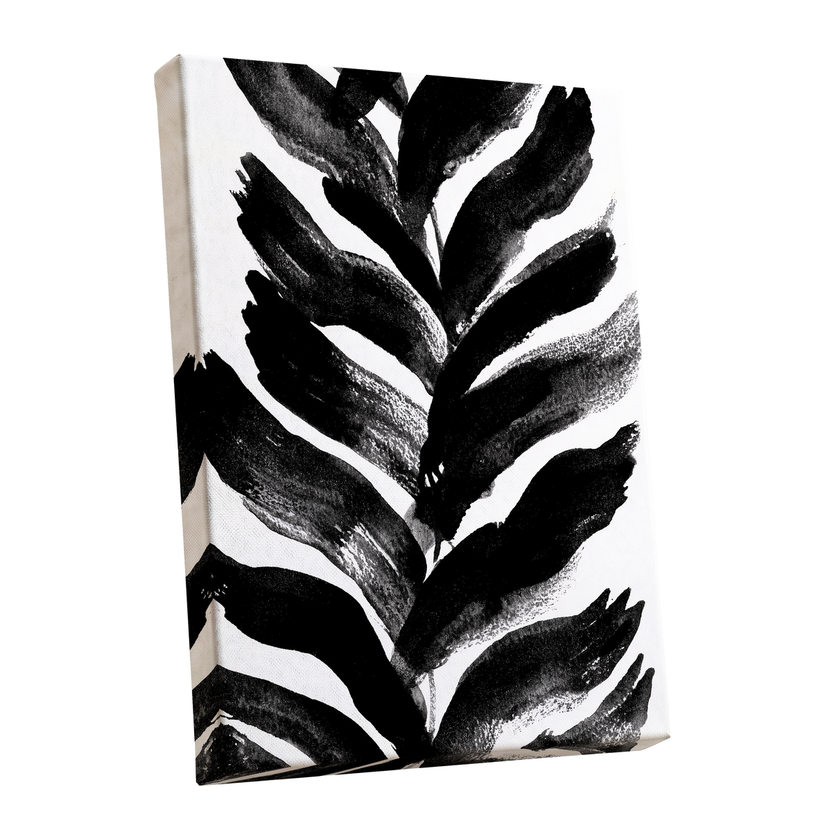 Shadowleaf Rhythm, black, white, gray nature wall art shown as a stretched canvas wall art