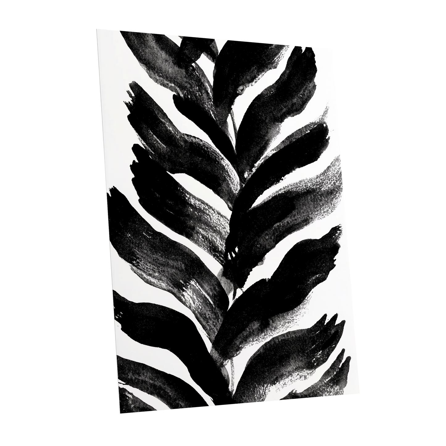 Shadowleaf Rhythm, black, white, gray nature wall art shown as a unframed poster wall art print