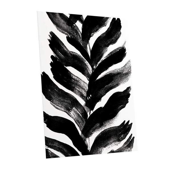 Shadowleaf Rhythm, black, white, gray nature wall art shown as a unframed poster wall art print