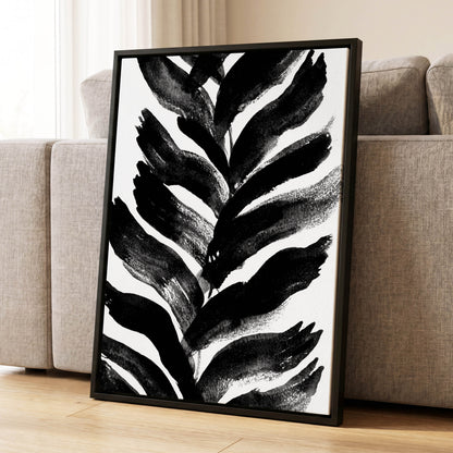 Shadowleaf Rhythm, black, white, gray nature wall art displayed in a styled interior, gallery view 4