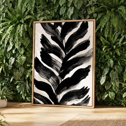 Shadowleaf Rhythm, black, white, gray nature wall art displayed in a styled interior, gallery view 8
