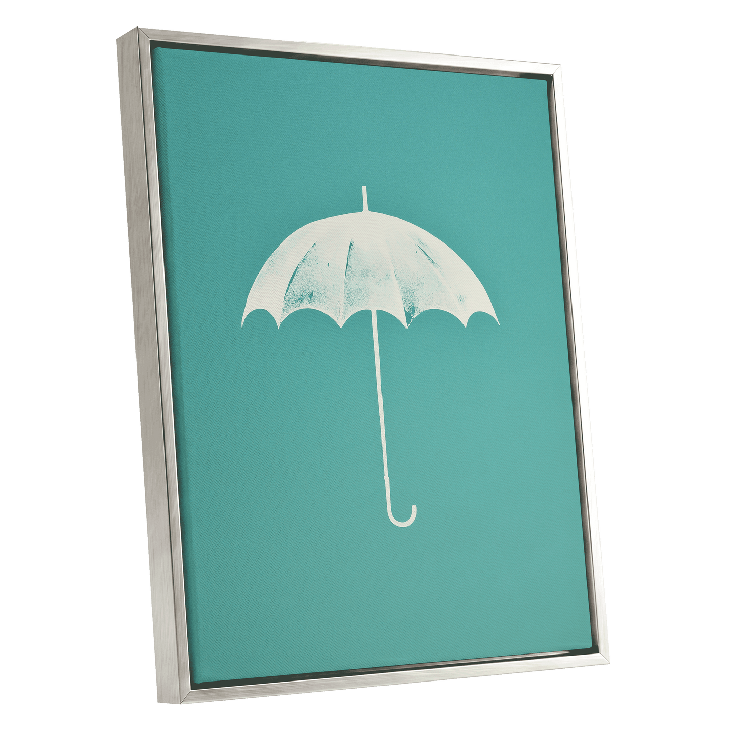 Shelter in Seafoam – silver framed canvas option