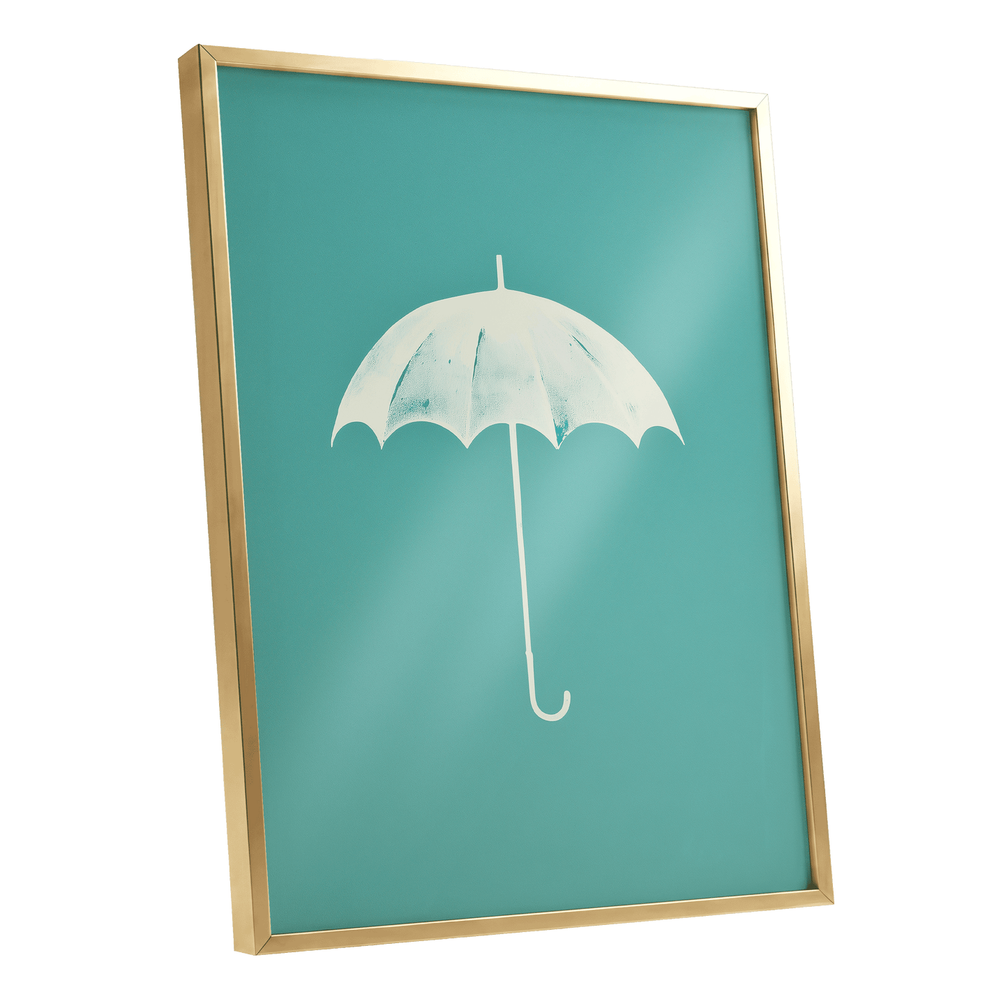 Shelter in Seafoam – gold framed poster option