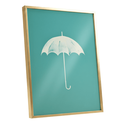 Shelter in Seafoam – gold framed poster option