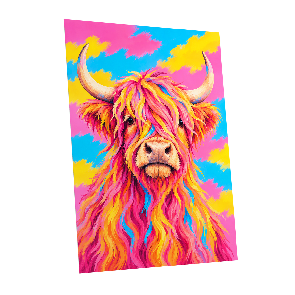 Sherbet Horns, pink, yellow, blue nature wall art shown as a unframed poster wall art print