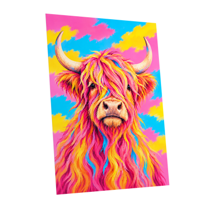 Sherbet Horns, pink, yellow, blue nature wall art shown as a unframed poster wall art print