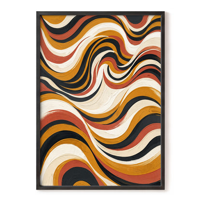 Sienna Current, black, beige, gold abstract wall art, front artwork view