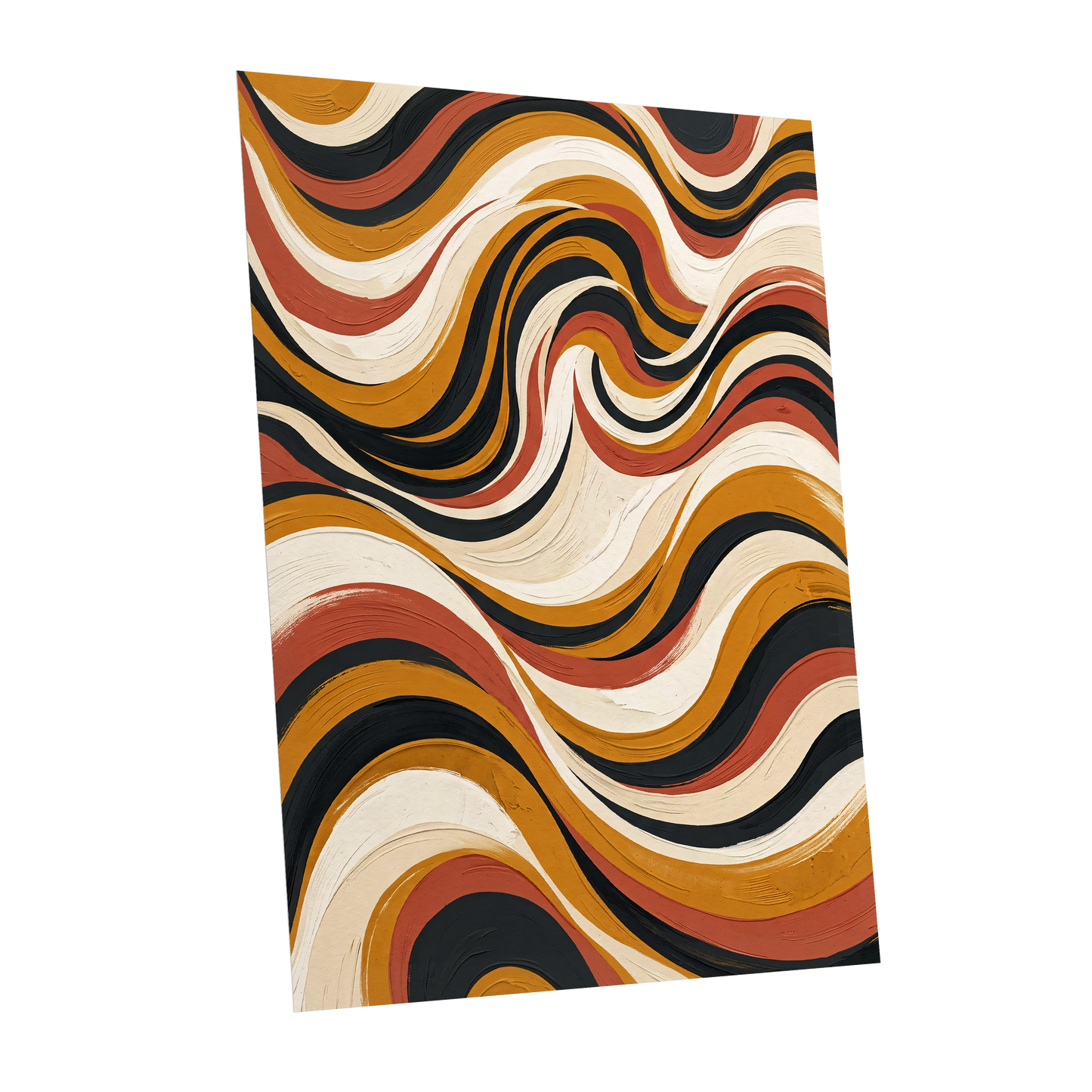 Sienna Current, black, beige, gold abstract wall art shown as a unframed poster wall art print
