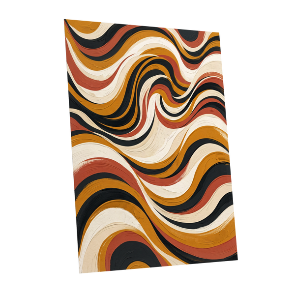 Sienna Current, black, beige, gold abstract wall art shown as a unframed poster wall art print