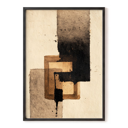 Sienna Interlock – black, beige, brown abstract wall art, front view