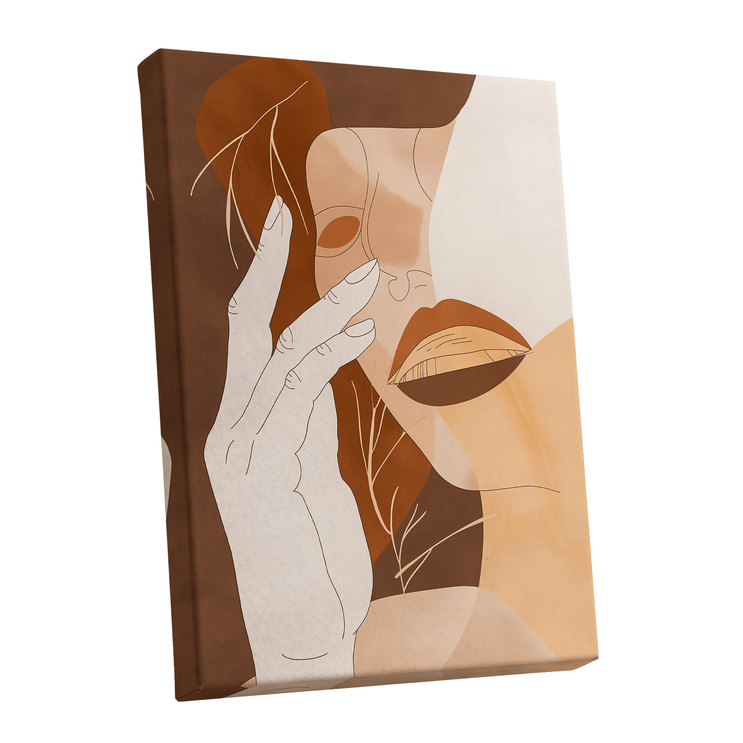 Sienna Reverie, brown, beige, orange minimalist wall art shown as a stretched canvas wall art