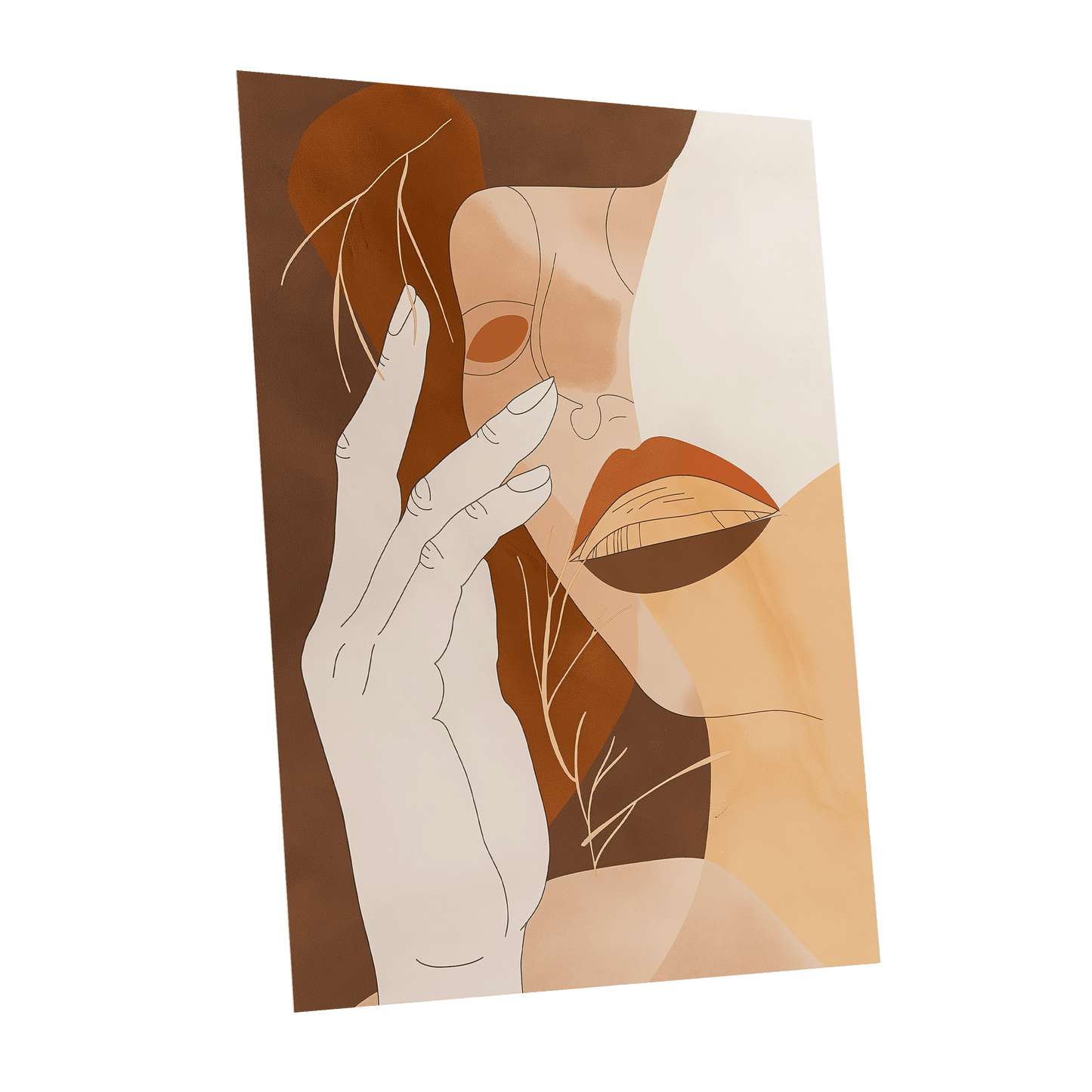 Sienna Reverie, brown, beige, orange minimalist wall art shown as a unframed poster wall art print
