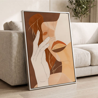 Sienna Reverie, brown, beige, orange minimalist wall art displayed in a styled interior, gallery view 2