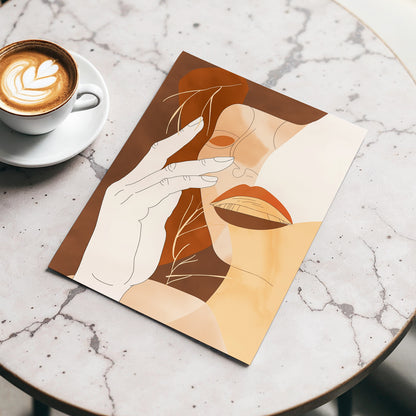 Sienna Reverie, brown, beige, orange minimalist wall art displayed in a styled interior, gallery view 3