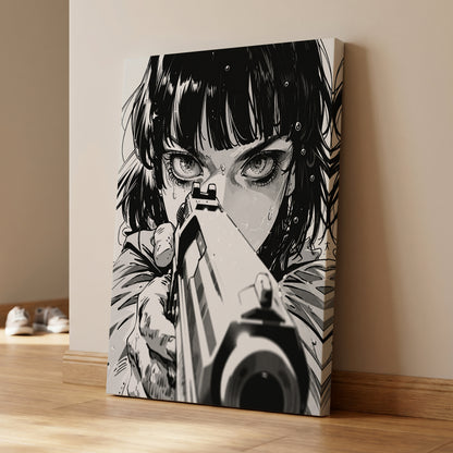 Sightline Noir, black, white, gray minimalist wall art on canvas displayed in a styled interior, gallery view 1