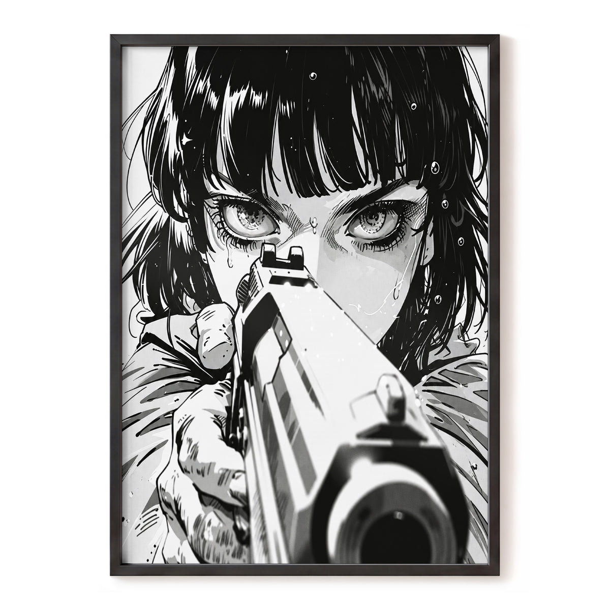 Sightline Noir, black, white, gray minimalist wall art, front artwork view
