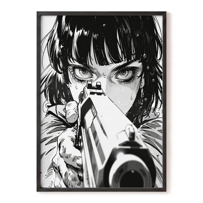 Sightline Noir, black, white, gray minimalist wall art, front artwork view