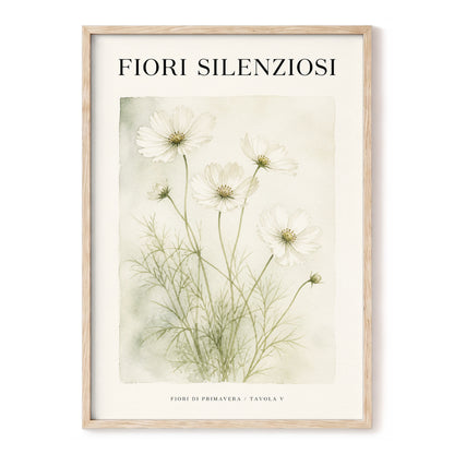 Silent Meadow Blooms, white, green, beige floral wall art, front artwork view