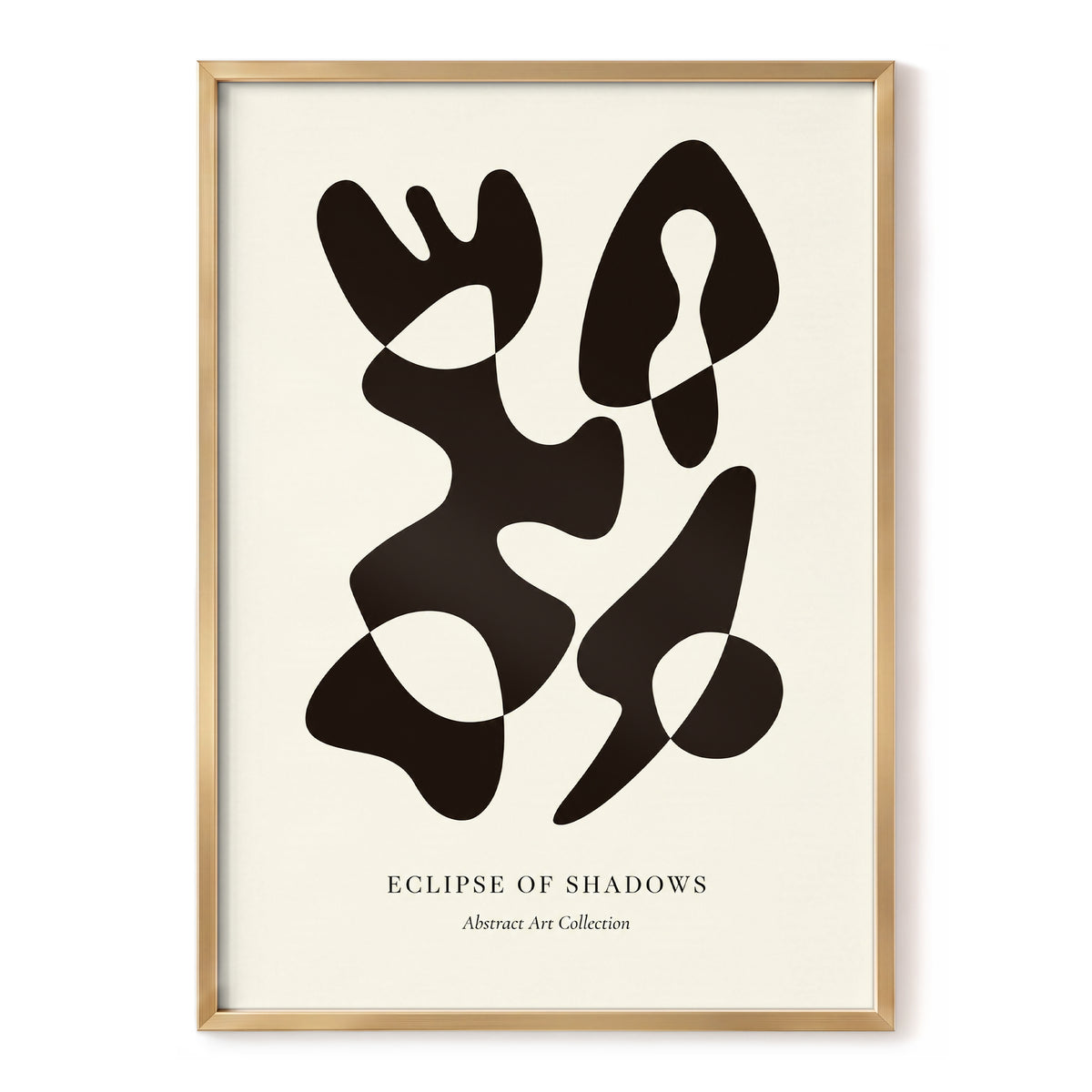 Silhouette Reverie, black, beige, brown abstract wall art, front artwork view