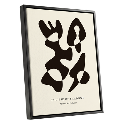 Silhouette Reverie, black, beige, brown abstract wall art shown as a black framed canvas wall art