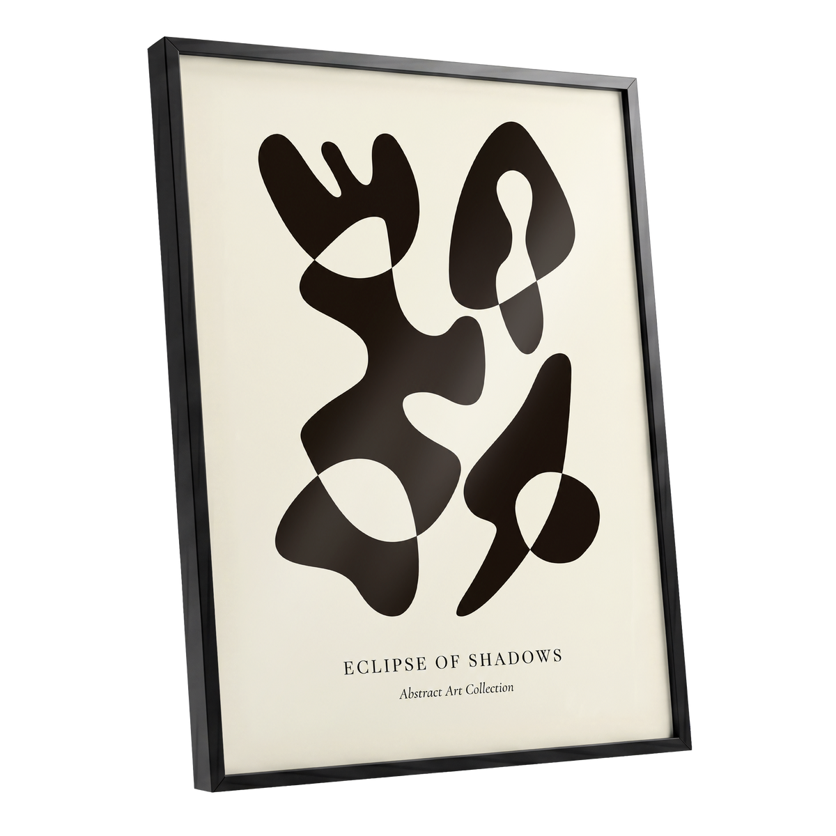 Silhouette Reverie, black, beige, brown abstract wall art shown as a black framed poster wall art print