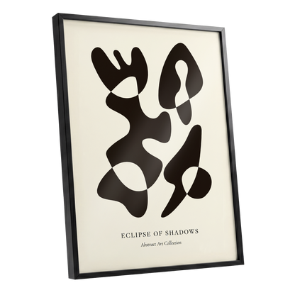 Silhouette Reverie, black, beige, brown abstract wall art shown as a black framed poster wall art print