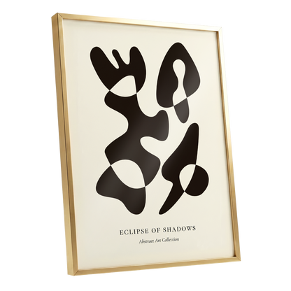 Silhouette Reverie, black, beige, brown abstract wall art shown as a gold framed poster wall art print