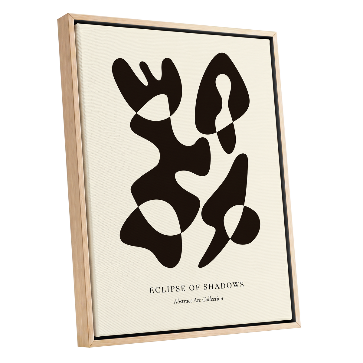 Silhouette Reverie, black, beige, brown abstract wall art shown as a oak framed canvas wall art