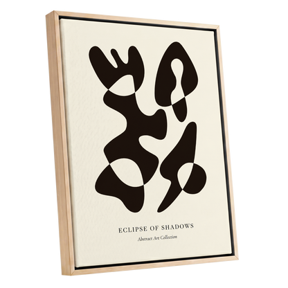 Silhouette Reverie, black, beige, brown abstract wall art shown as a oak framed canvas wall art