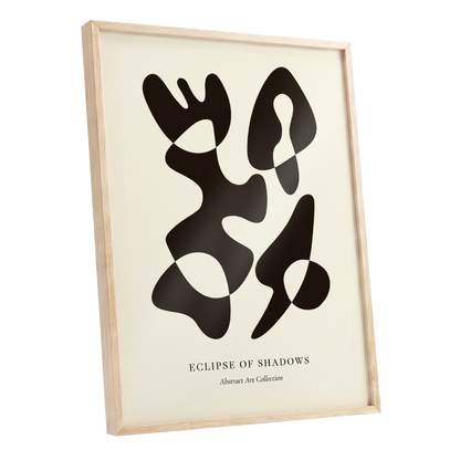 Silhouette Reverie, black, beige, brown abstract wall art shown as a oak framed poster wall art print