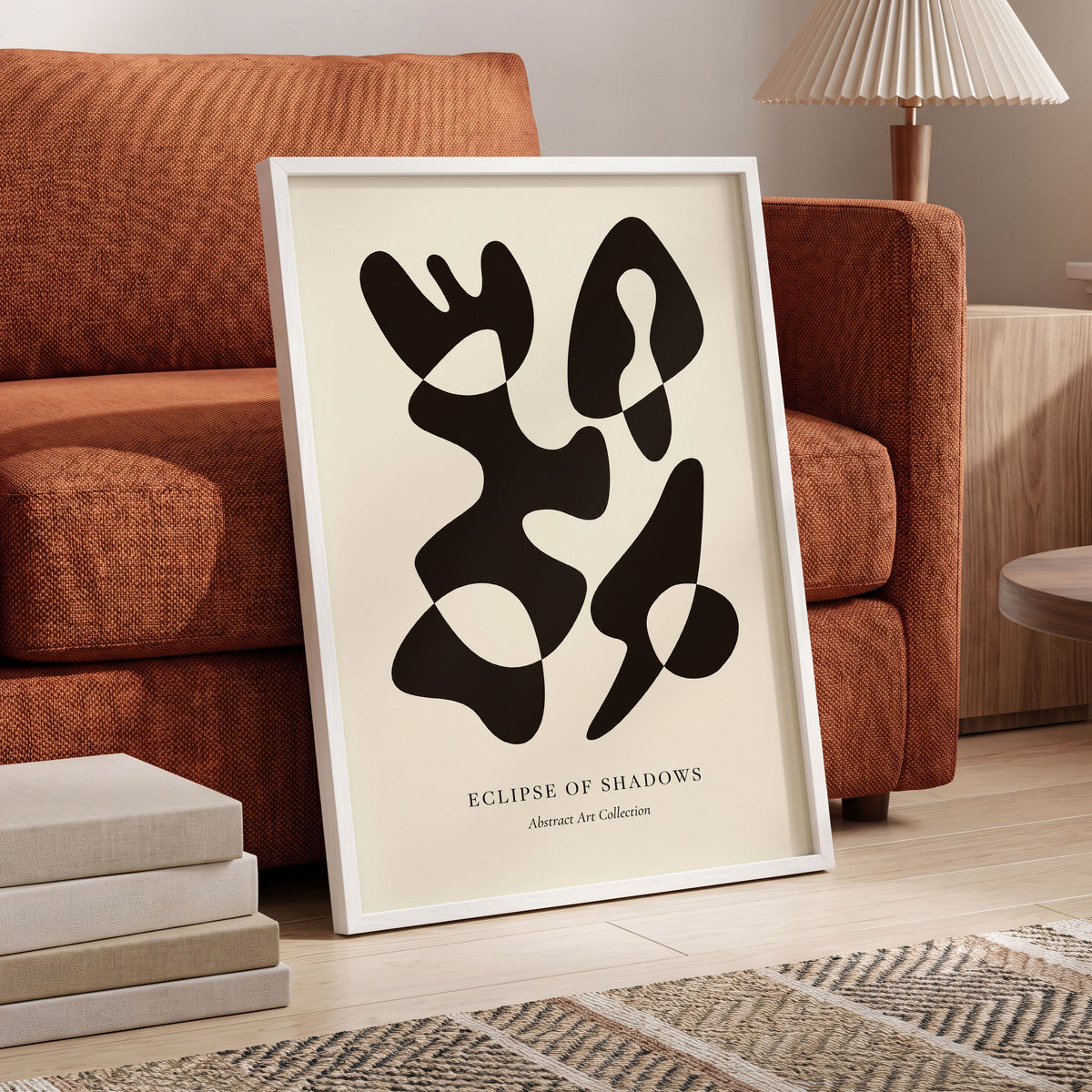 Silhouette Reverie, black, beige, brown abstract wall art displayed in a styled interior, gallery view 2
