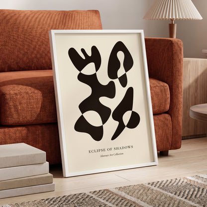 Silhouette Reverie, black, beige, brown abstract wall art displayed in a styled interior, gallery view 2