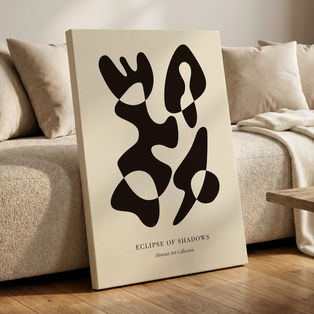 Silhouette Reverie, black, beige, brown abstract wall art displayed in a styled interior, gallery view 7