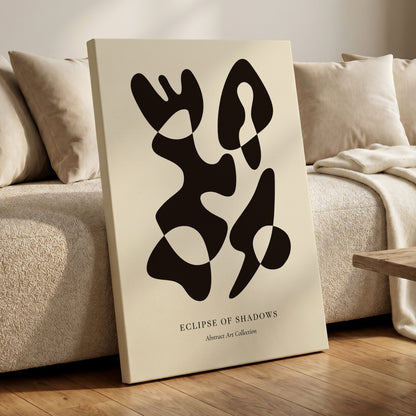 Silhouette Reverie, black, beige, brown abstract wall art displayed in a styled interior, gallery view 7