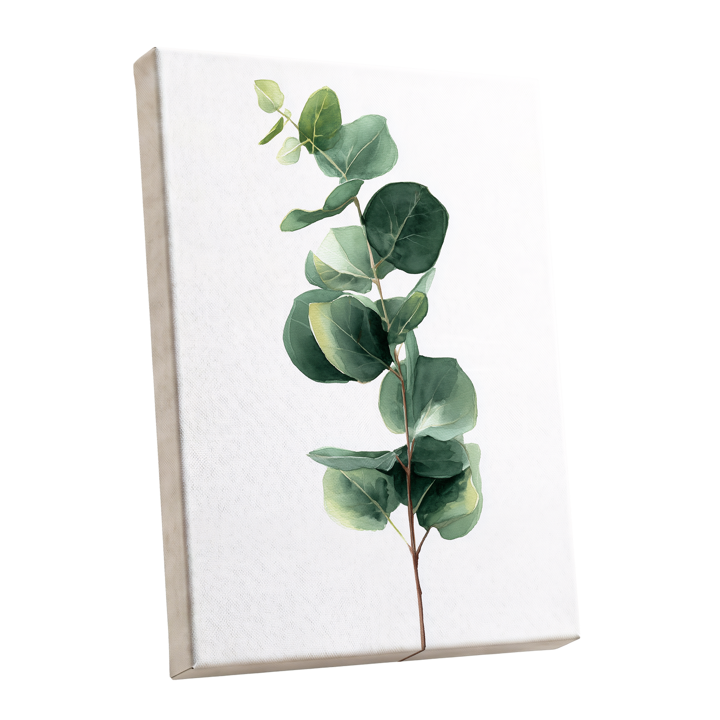 Silver Leaf Ascent, green, white, brown nature wall art shown as a stretched canvas wall art