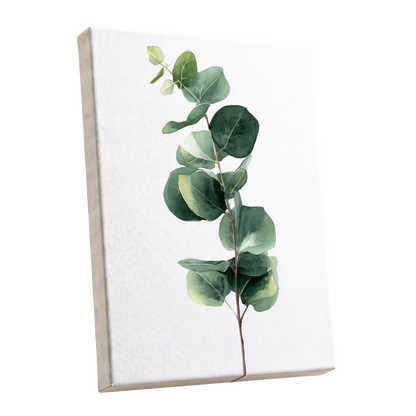 Silver Leaf Ascent, green, white, brown nature wall art shown as a stretched canvas wall art