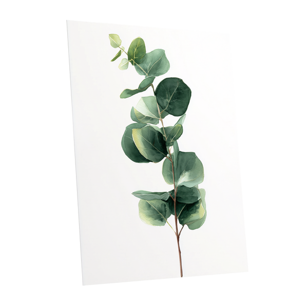 Silver Leaf Ascent, green, white, brown nature wall art shown as a unframed poster wall art print