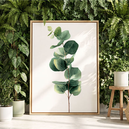 Silver Leaf Ascent, green, white, brown nature wall art displayed in a styled interior, gallery view 4