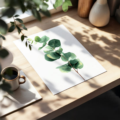 Silver Leaf Ascent, green, white, brown nature wall art displayed in a styled interior, gallery view 5