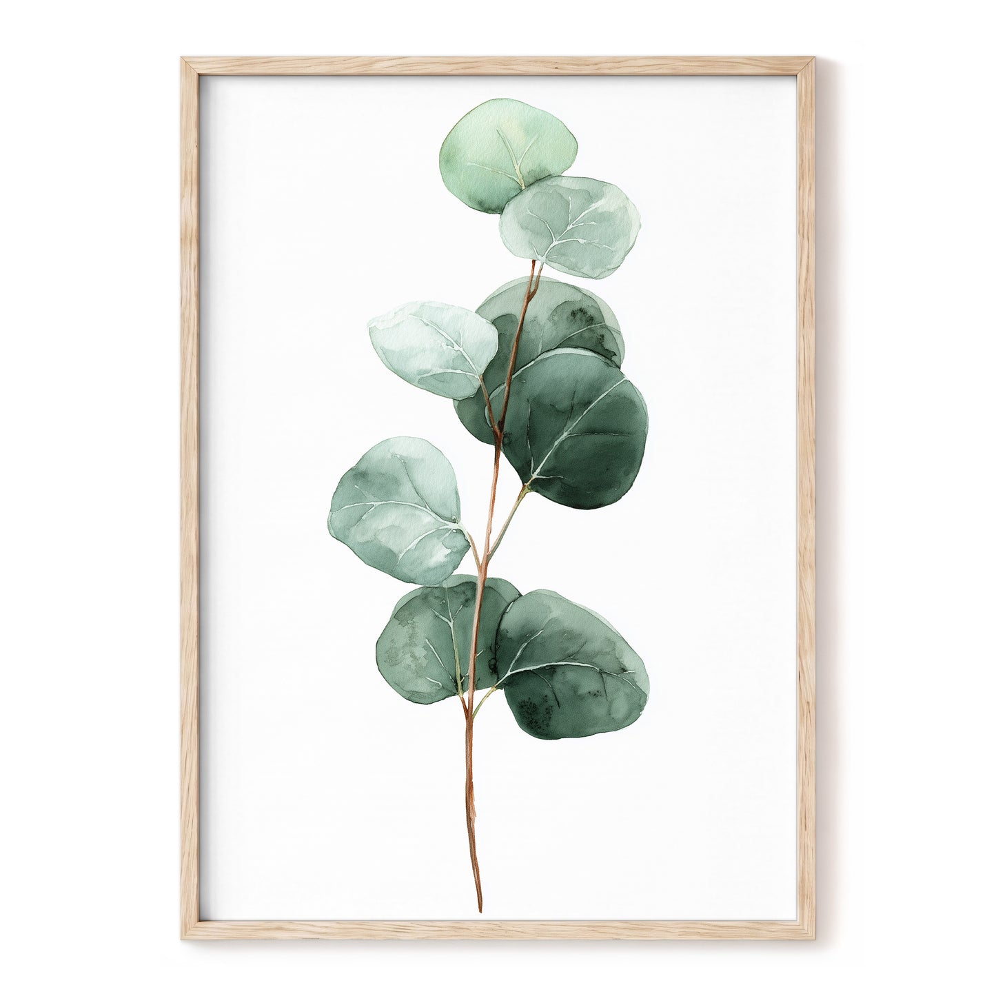 Silver Leaf Stillness, green, white, brown nature wall art, front artwork view