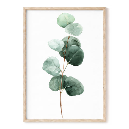 Silver Leaf Stillness, green, white, brown nature wall art, front artwork view
