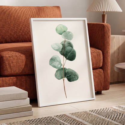 Silver Leaf Stillness, green, white, brown nature wall art displayed in a styled interior, gallery view 9