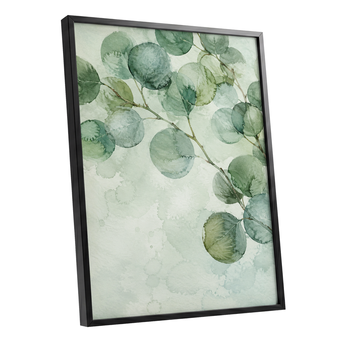 Silverleaf Drift, green, blue, brown nature wall art shown as a black framed poster wall art print
