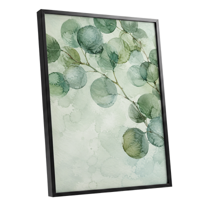 Silverleaf Drift, green, blue, brown nature wall art shown as a black framed poster wall art print