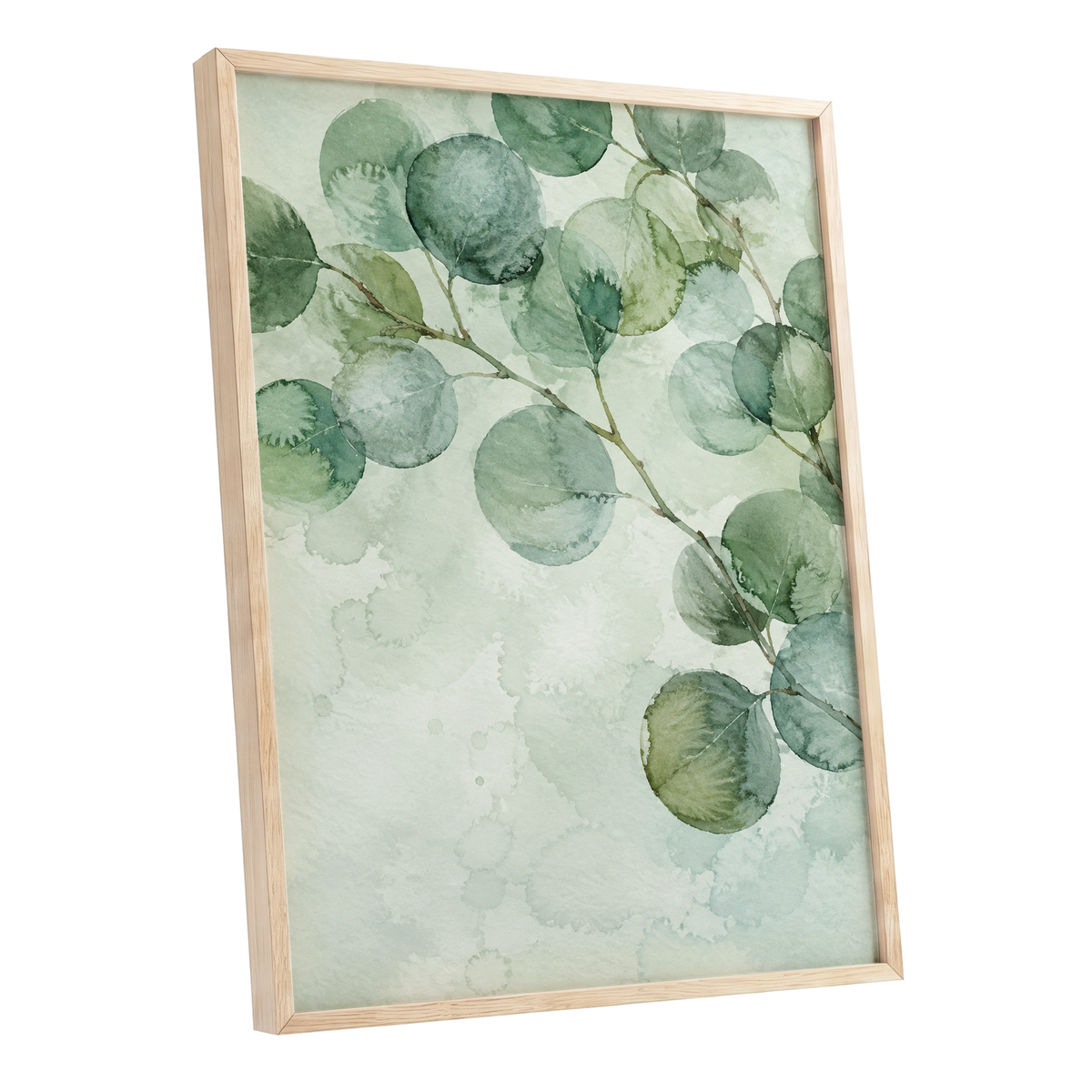 Silverleaf Drift, green, blue, brown nature wall art shown as a oak framed poster wall art print