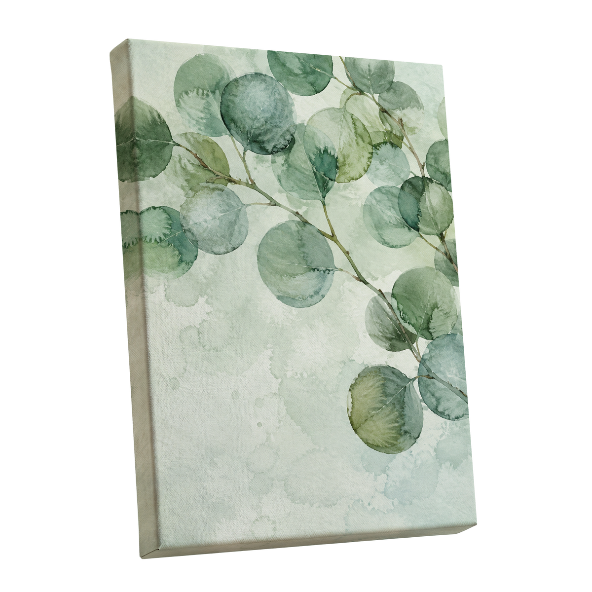 Silverleaf Drift, green, blue, brown nature wall art shown as a stretched canvas wall art