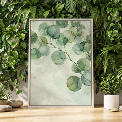 Silverleaf Drift, green, blue, brown nature wall art displayed in a styled interior, gallery view 4