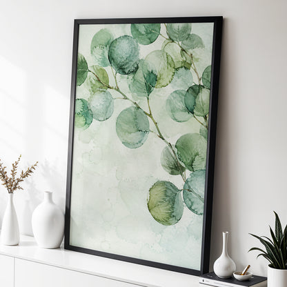 Silverleaf Drift, green, blue, brown nature wall art displayed in a styled interior, gallery view 6